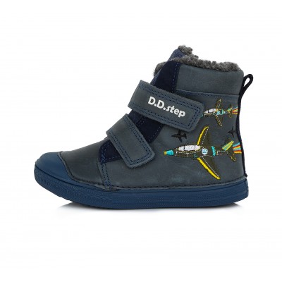 D.D. step chlapčenská detská celokožená zimná obuv W049-607M Royal Blue